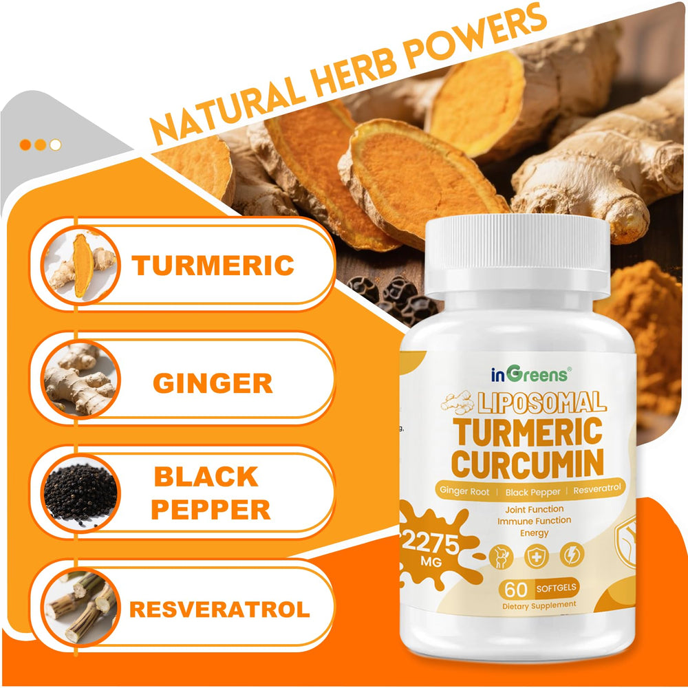 inGreens turmeric with black pepper and ginger extract emphasizing absorption.