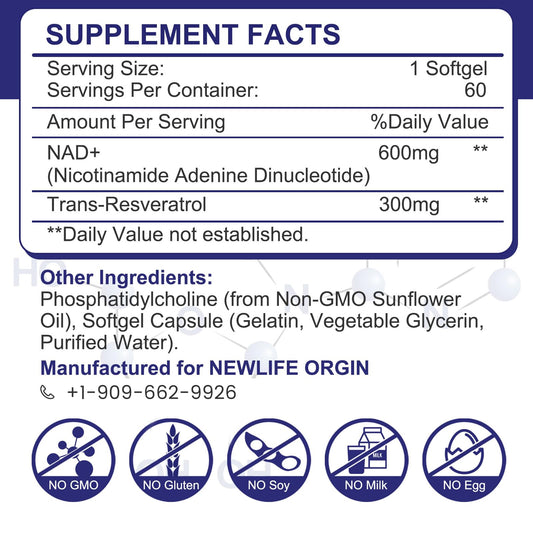 inGreens softgel closeup showing a large 900 mg NAD+ dose per capsule.