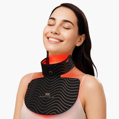 INIA neck & chest red light therapy mask front view for targeted neck and chest glow