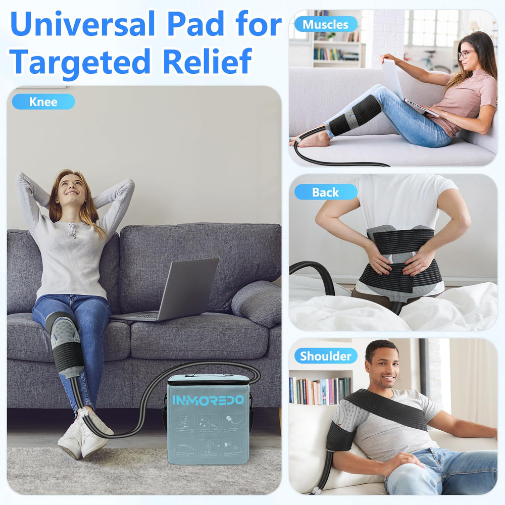 Inmoredo cold therapy machine whisper-quiet pump enables restful sleep.