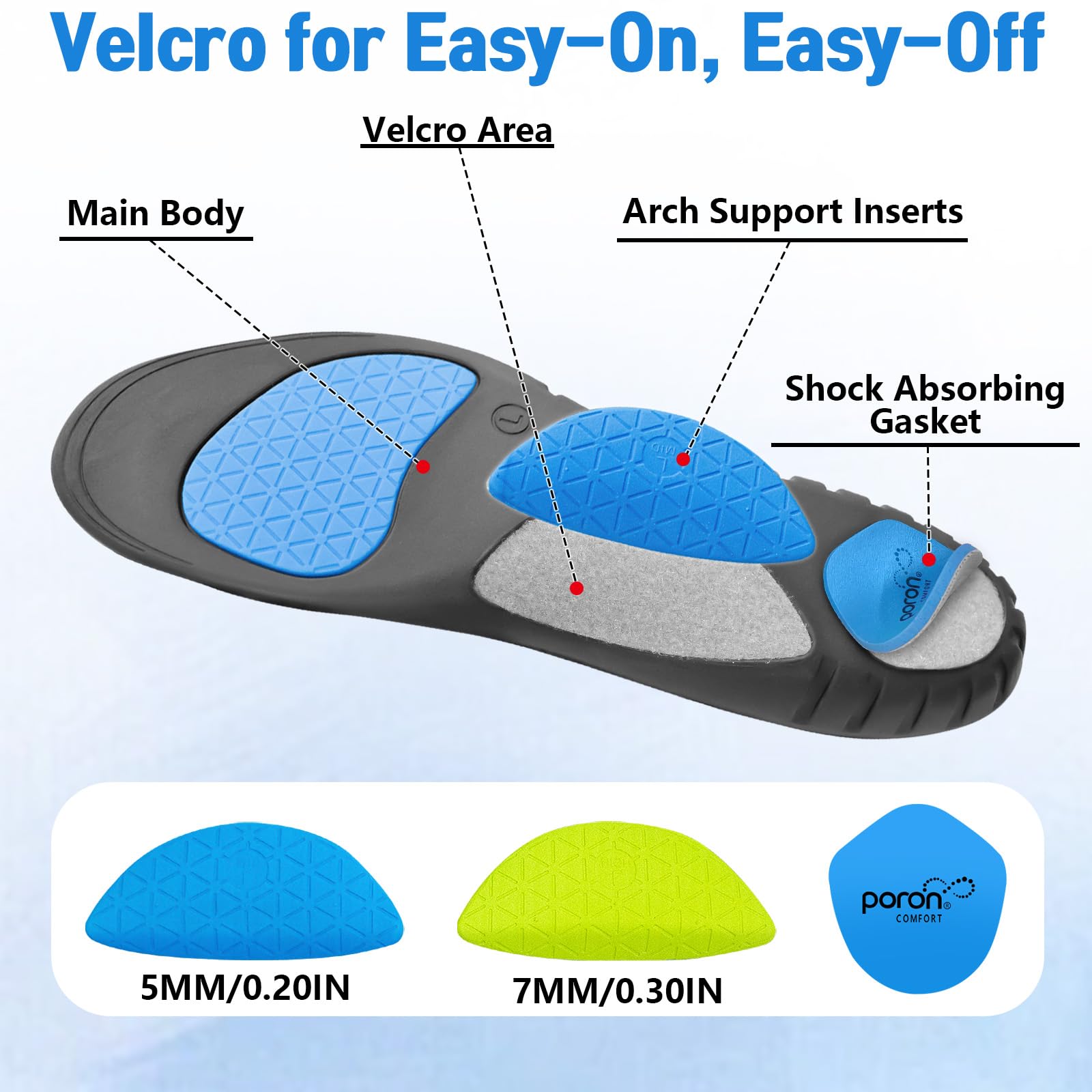 Inmoredo heel shock absorber pad cushions each step for comfort.