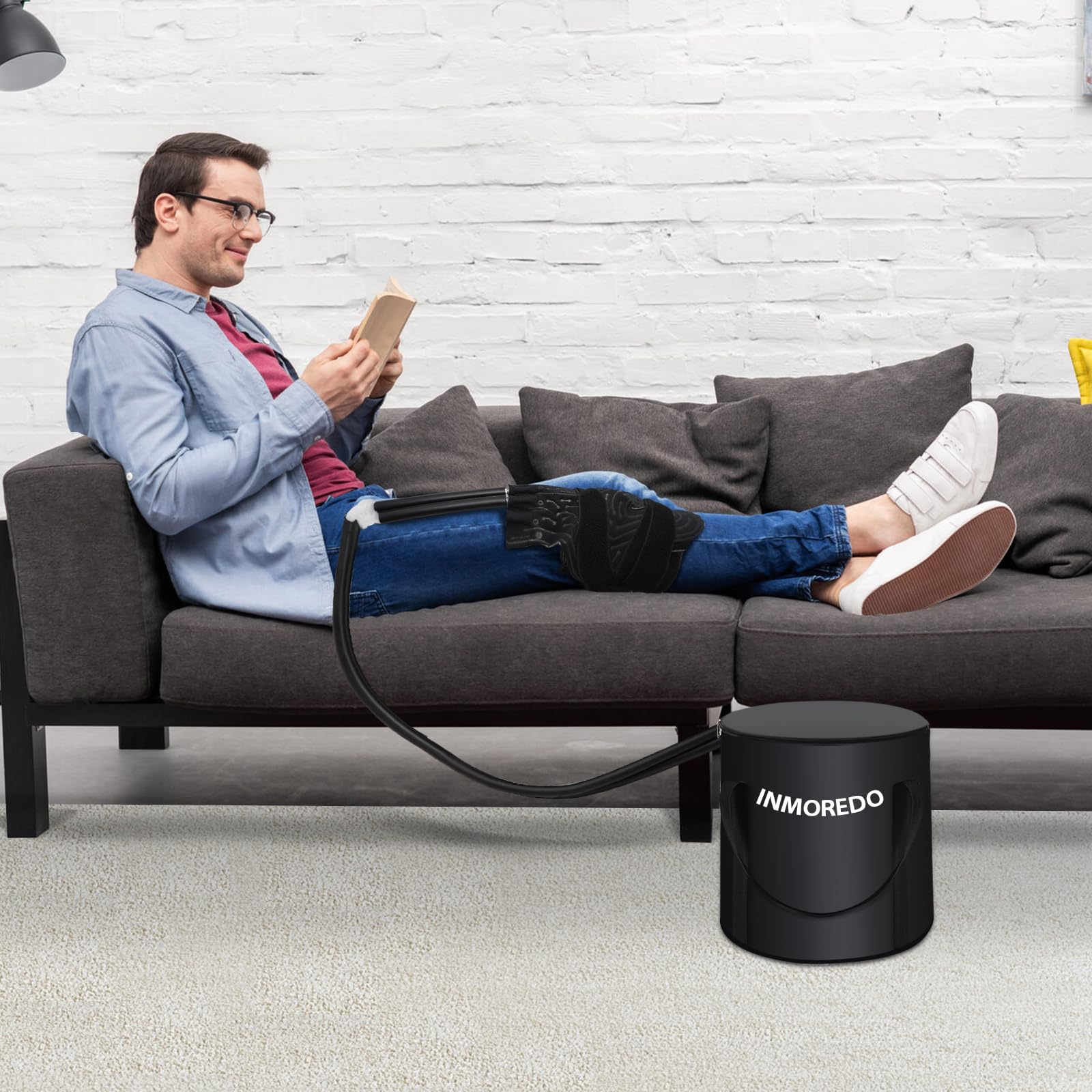 Inmoredo quiet portable cold therapy system for sofa or bed use.