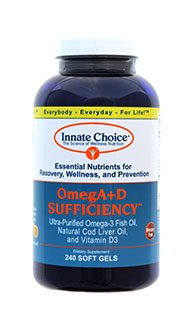 Innate Choice Omega D lemon capsules for daily omega-3 and vitamin D3 support.