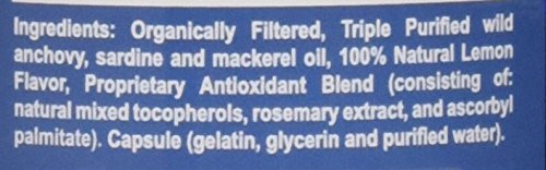 Close-up label of Innate Choice Omega Sufficiency Lemon capsules with clear usage