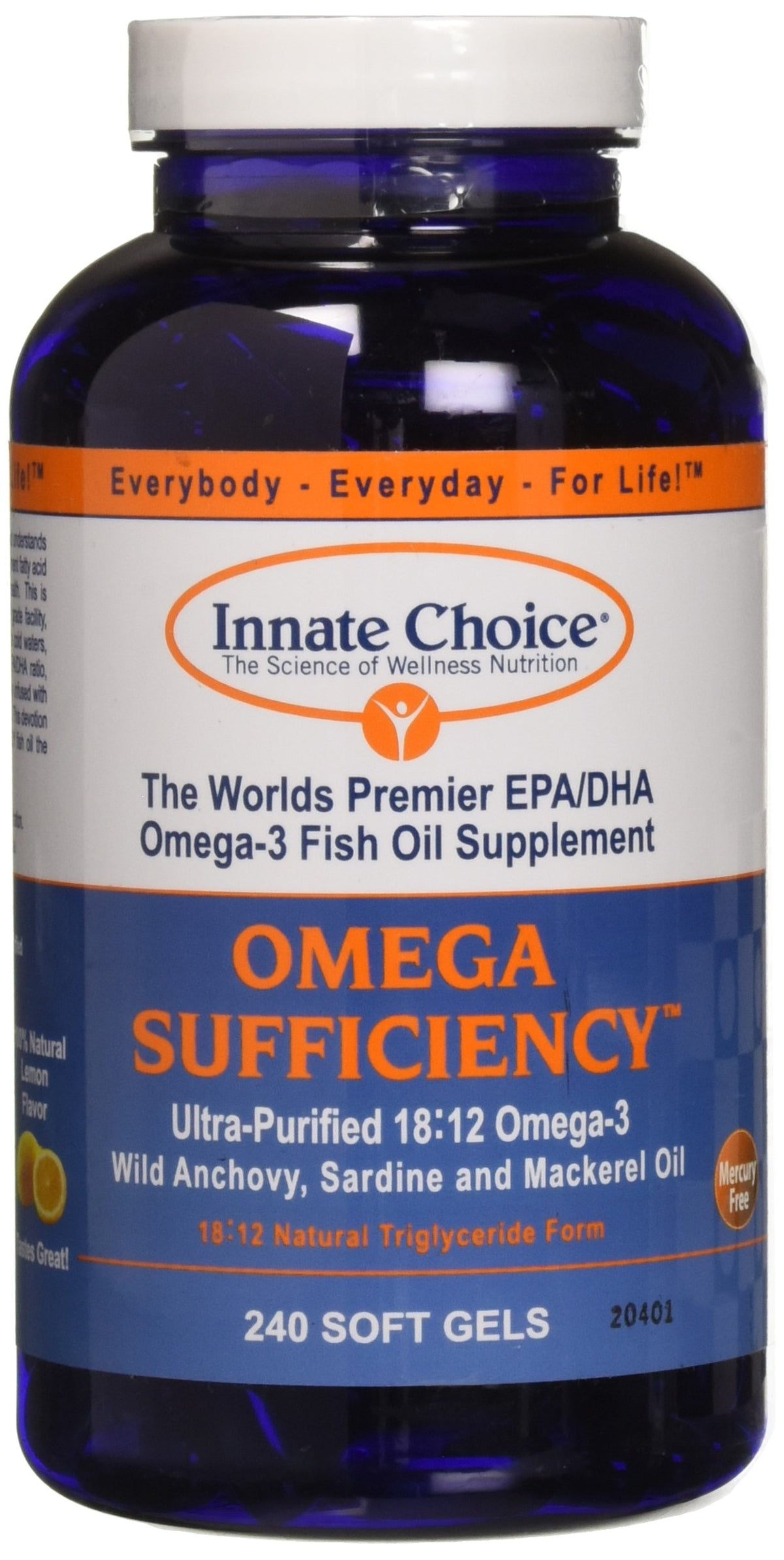 Innate Choice Omega Sufficiency Lemon capsules front view for daily omega-3 support