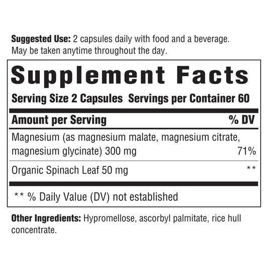 INNATE Magnesium bottle side angle highlighting label and forms for absorption.