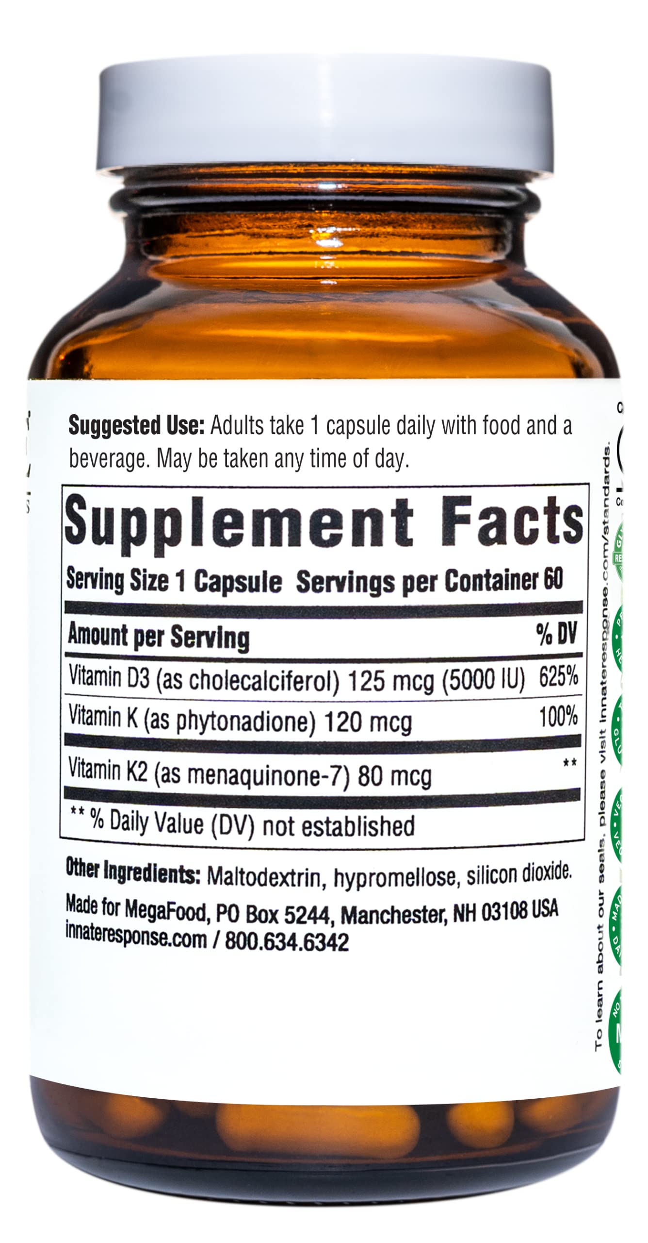 Innate Response Formulas D3 5000 IU capsules ready for daily immune support.