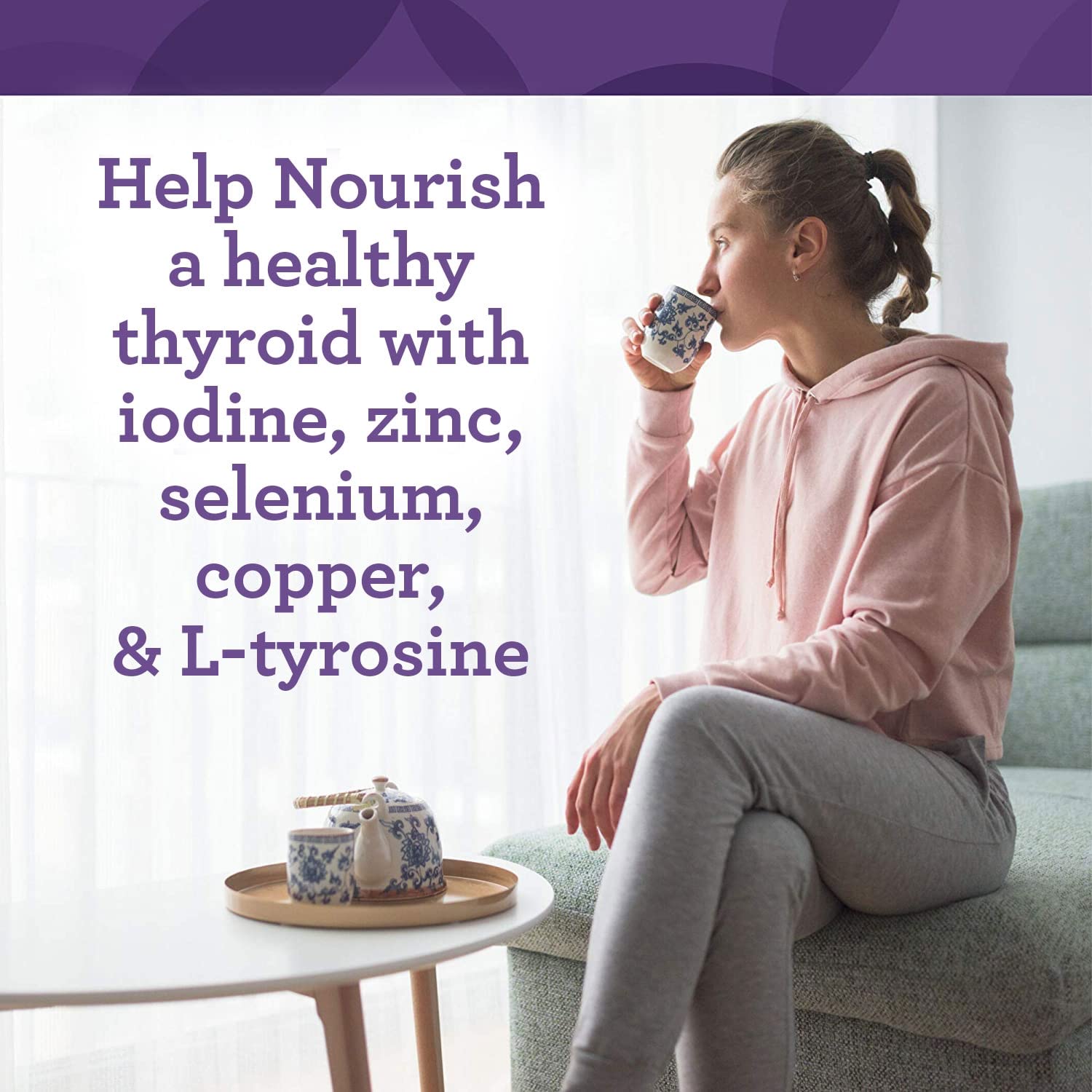 Innate Response Thyroid Complete Care bottle with glass of water suggests simple, convenient intake