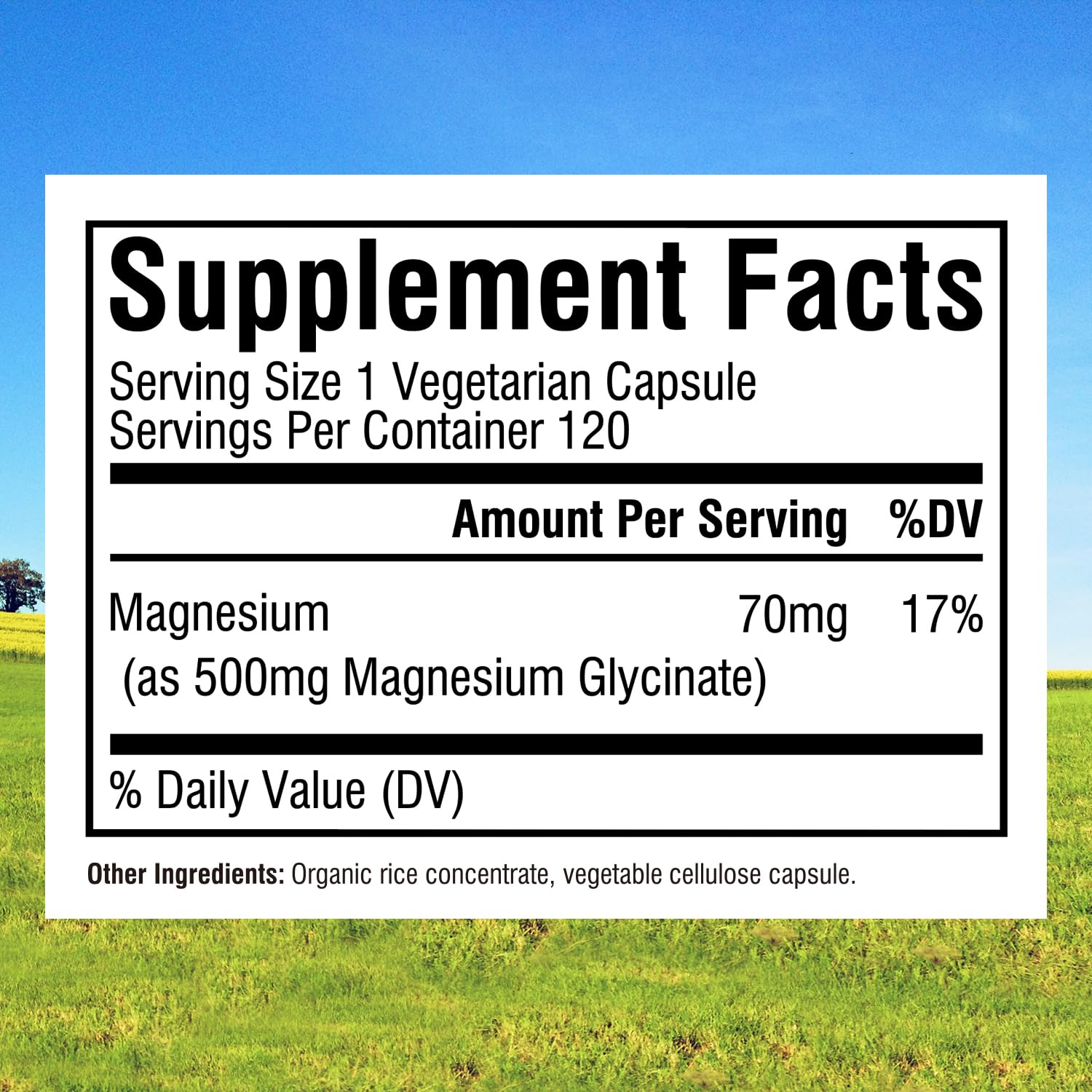 Innate Vitality Magnesium Glycinate 500mg bottle side view highlighting packaging and ingredients
