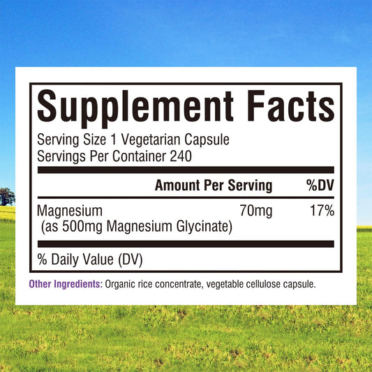 Close-up of Innate Vitality Magnesium Glycinate capsules showing small easy-to-swallow form