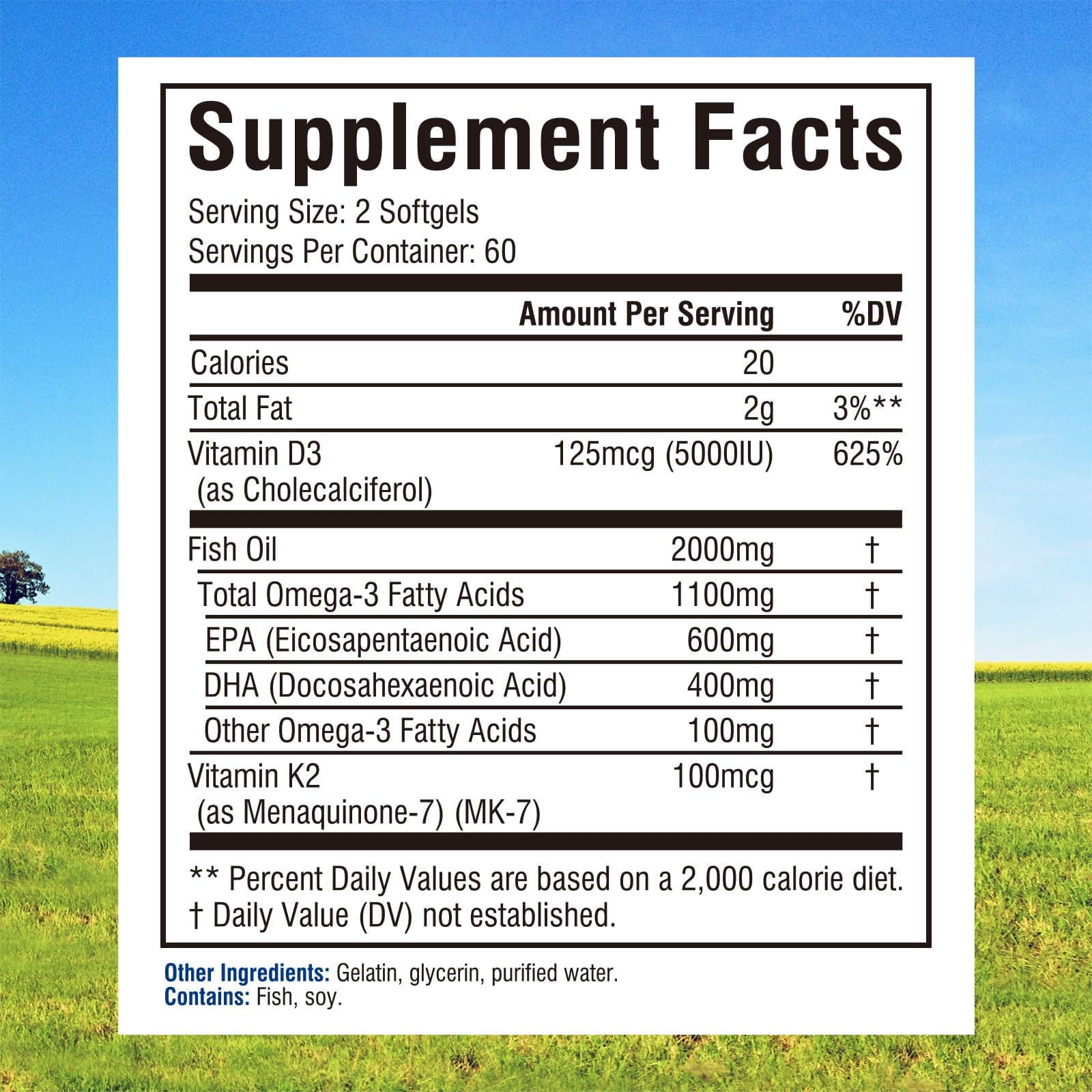 Close-up of Innate Vitality Omega-3 label highlighting wild-caught sustainability