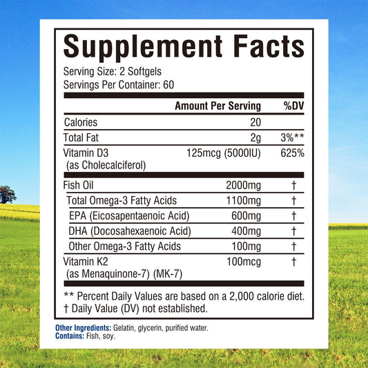 Close-up of Innate Vitality Omega-3 label highlighting wild-caught sustainability
