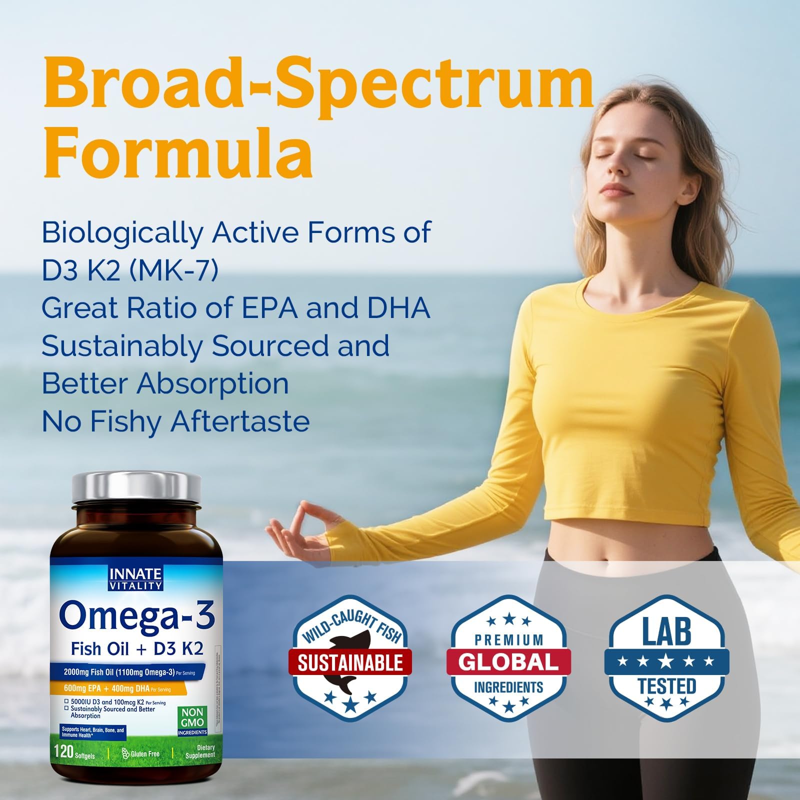 Packaging emphasizes sustainability and non-GMO ingredients