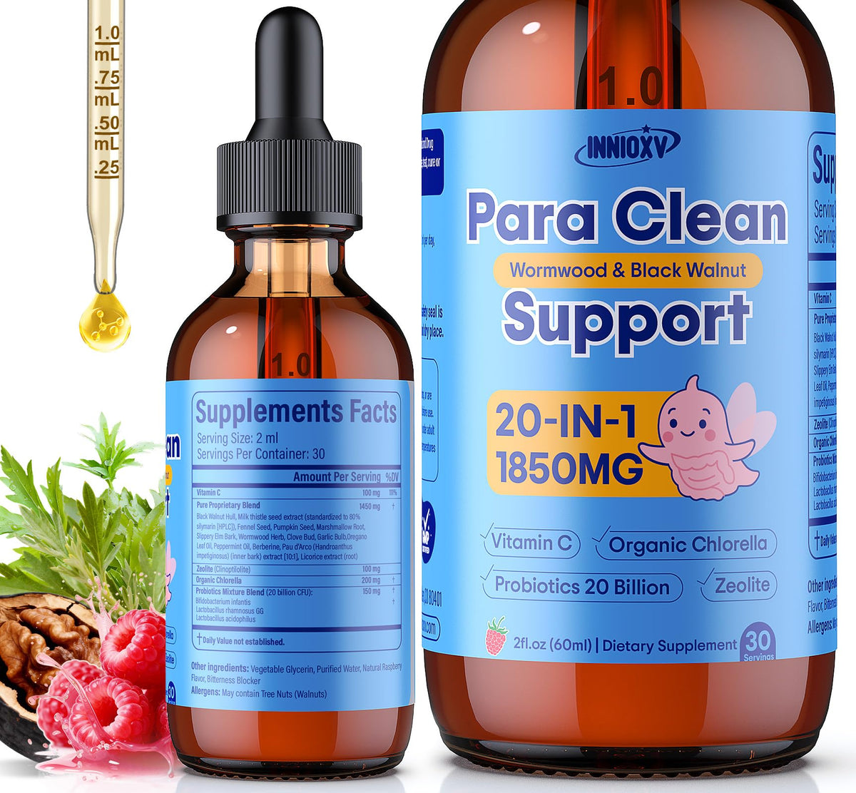 INNIOXV Parasite Cleanse bottle with dropper for gentle daily detox support