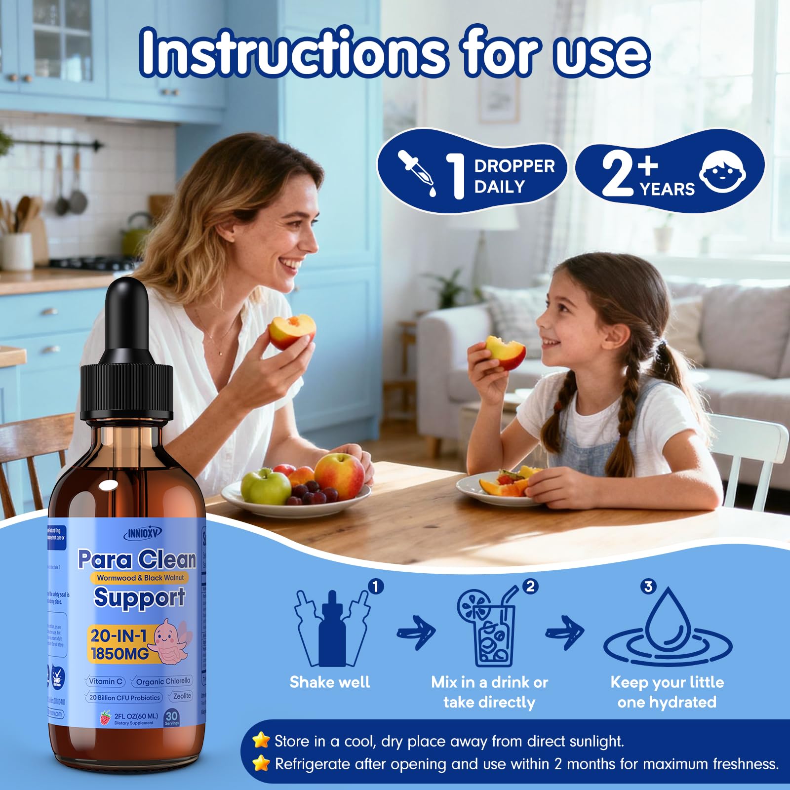 INNIOXV Parasite Cleanse with 20B CFU probiotics for gut harmony