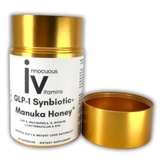 Innocuous Vitamins GLP-1 Synbiotic recyclable bottle supports a greener wellness routine.