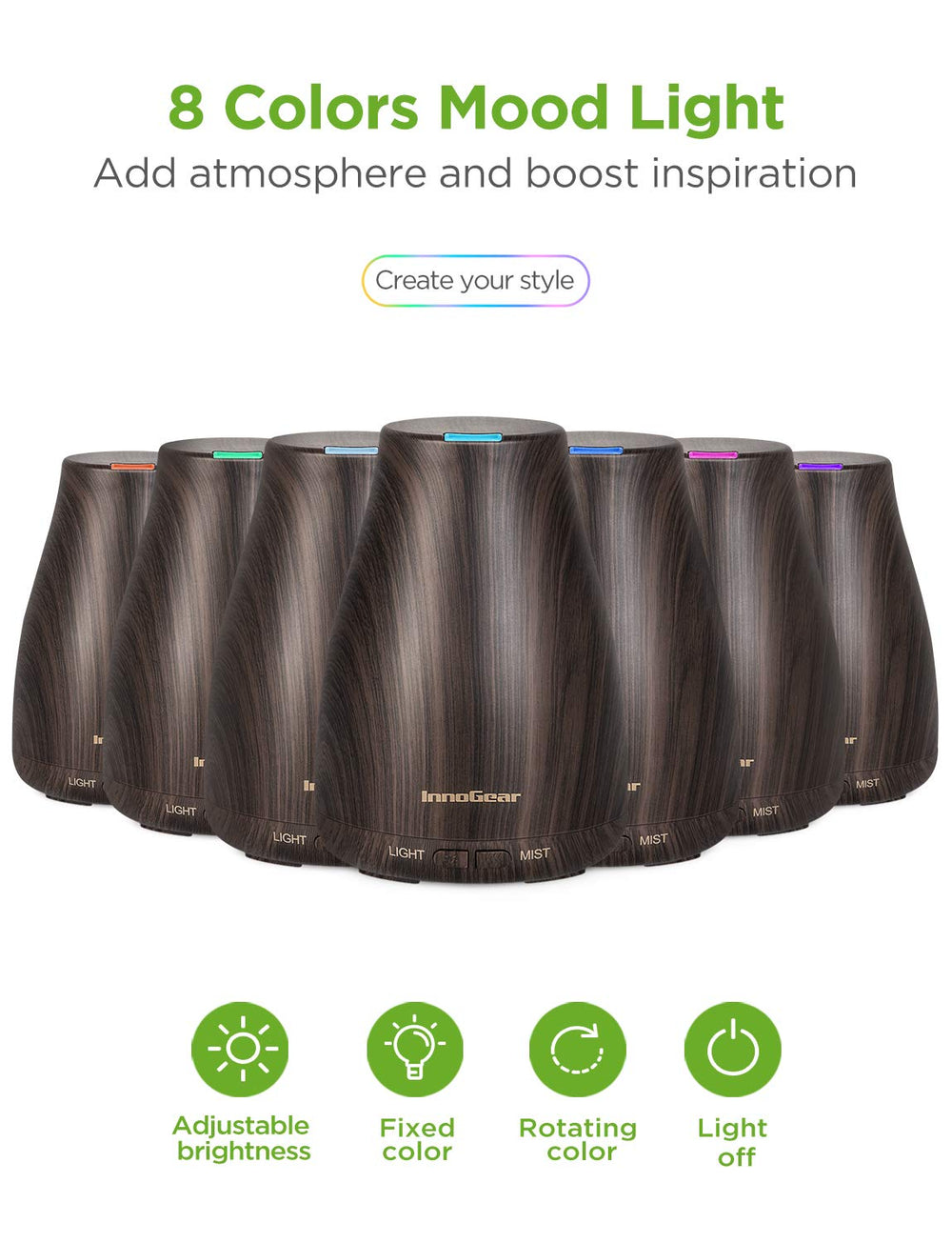 InnoGear diffuser six-oils set packaging; ready-to-use aromatherapy kit.