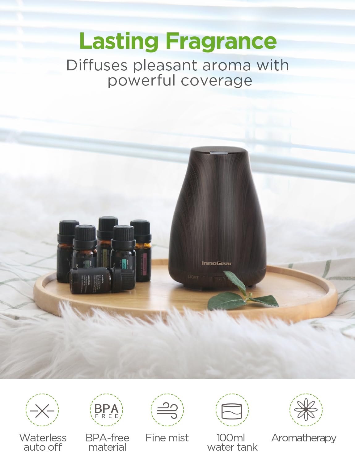 InnoGear oil bottle lavender; natural fragrance for calm rooms.