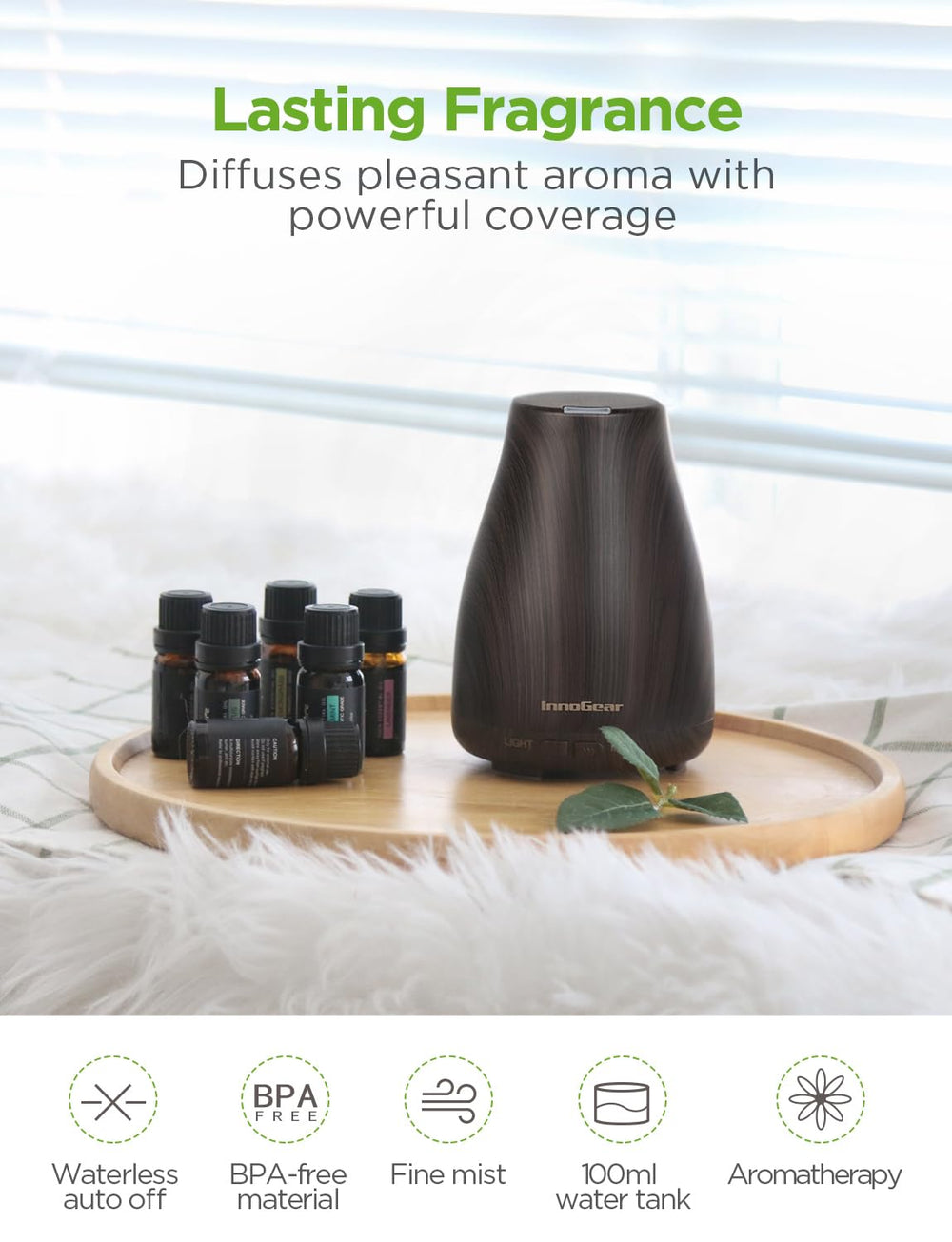 InnoGear oil bottle lavender; natural fragrance for calm rooms.