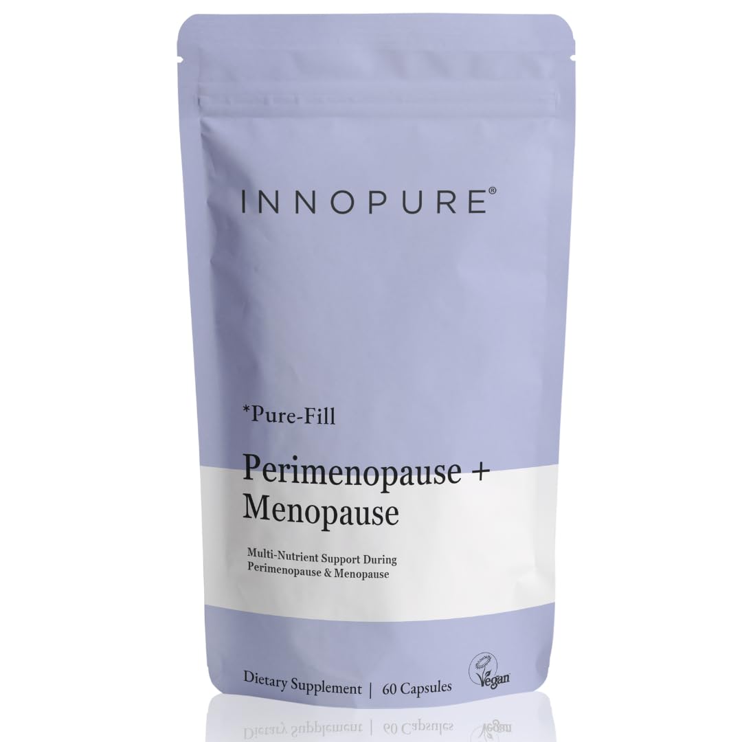INNOPURE Perimenopause capsules featuring red clover for hormonal balance.