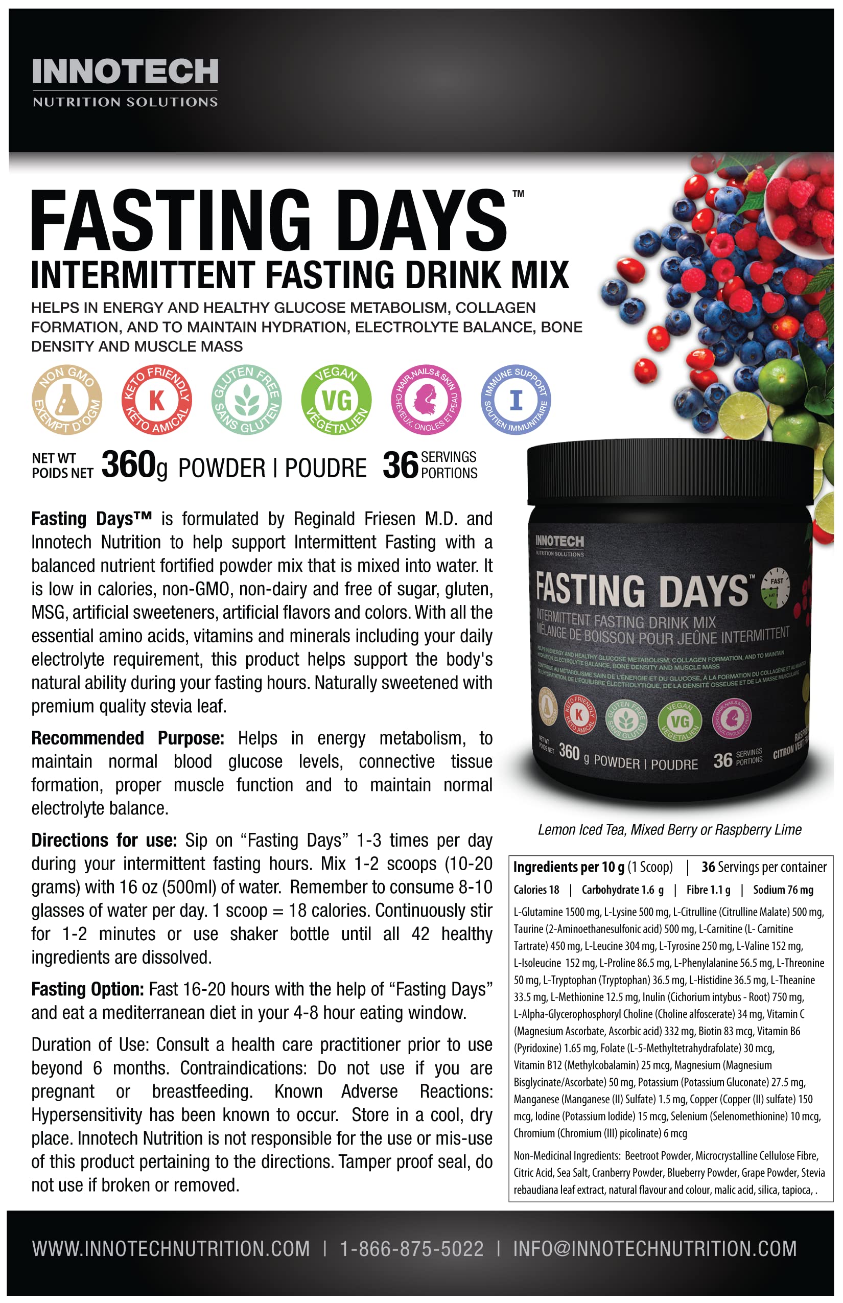 Innotech Nutrition Solutions scoop included for accurate serving.