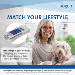 Inogen standard battery dimensions 5.91 x 2.68 x 0.7 in.