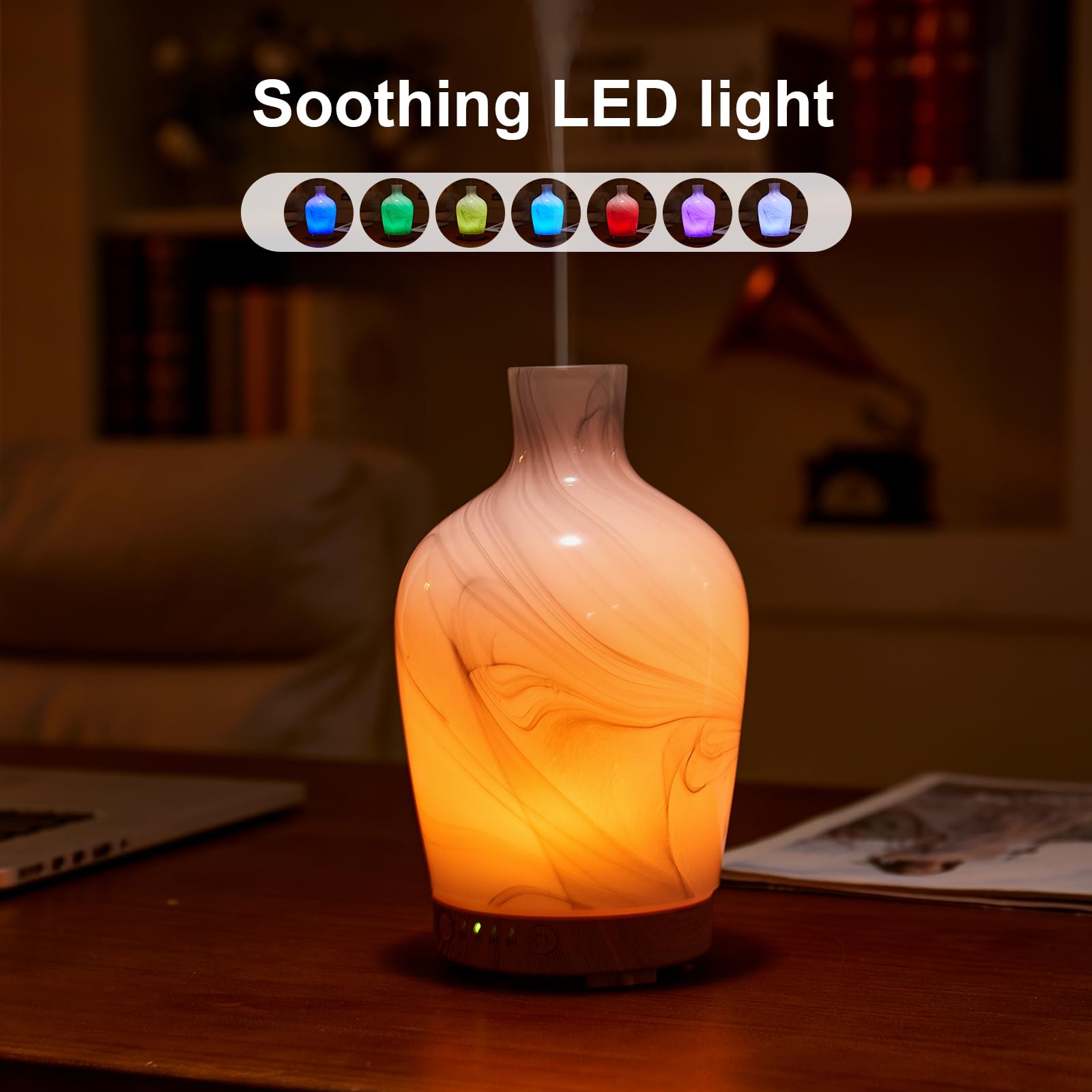 Inrorans Classic Vase diffuser with 7-color LED night light for bedtime ambience