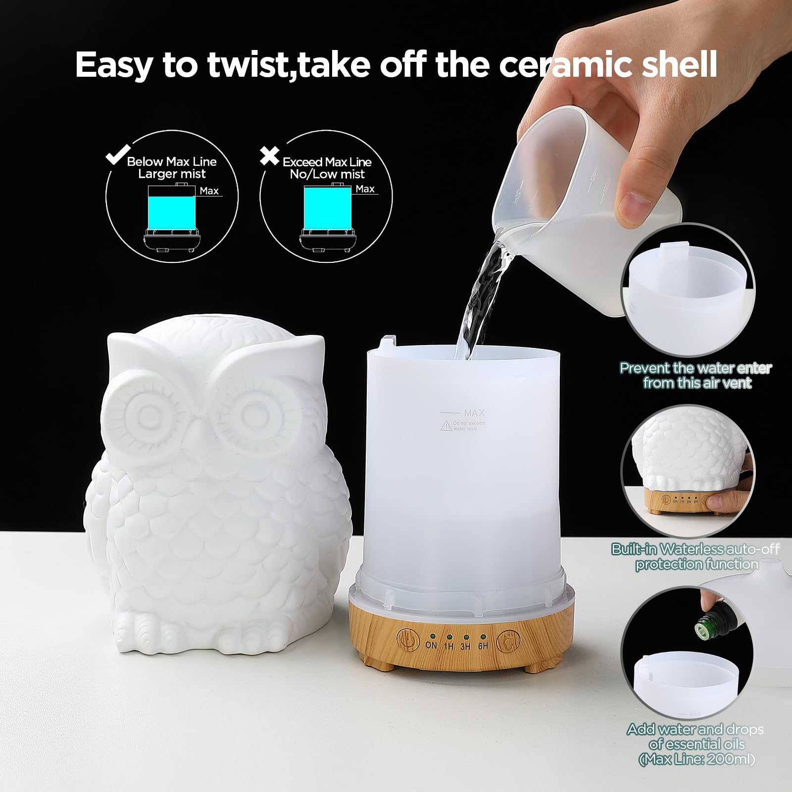 Inrorans Diffuser compact design fits desks, nightstands, and small spaces.