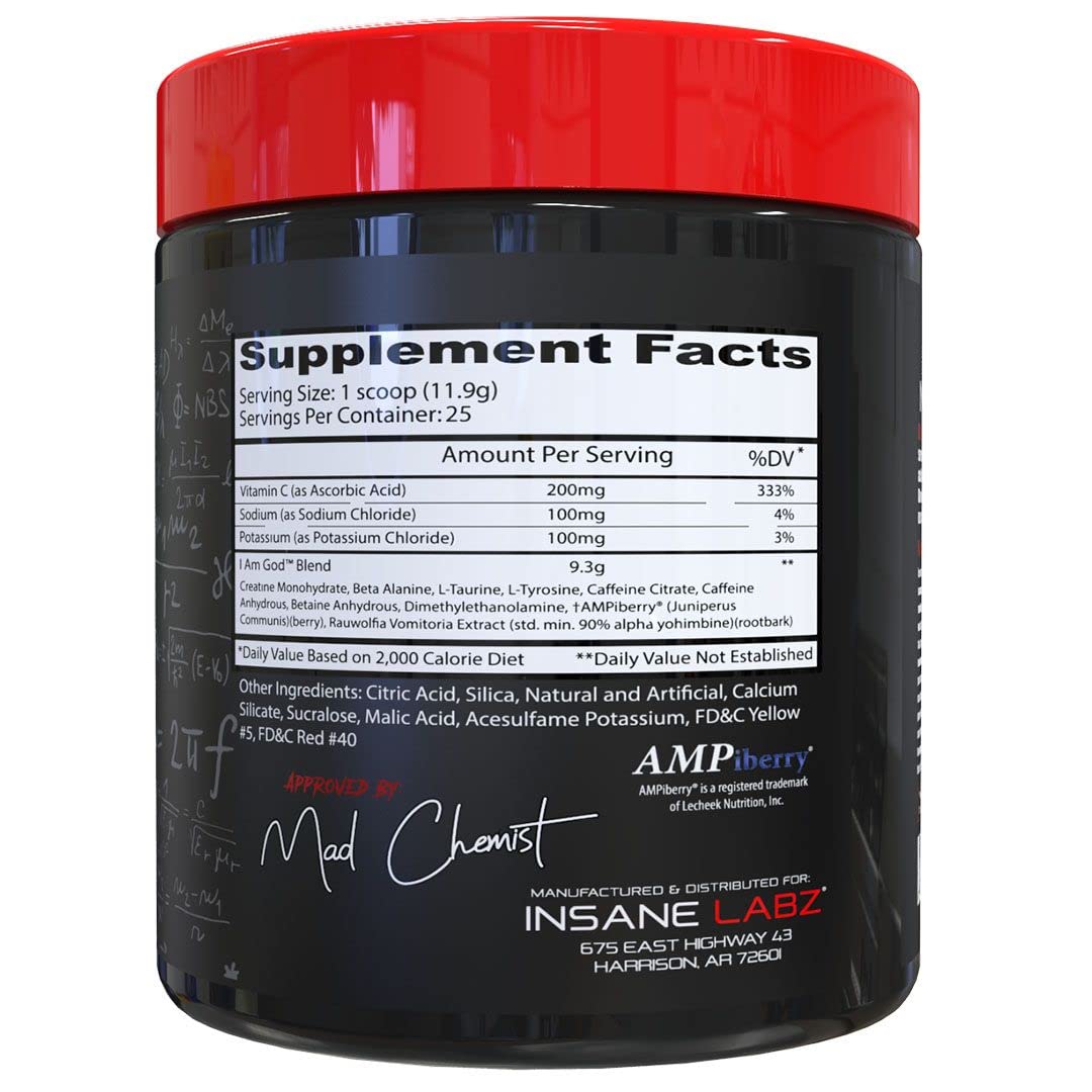 Insane Labz I Am God pre-workout scoop ready for precise dosing.