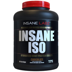Insane Labz Insane ISO whey bottle front view for a macro-friendly protein option.
