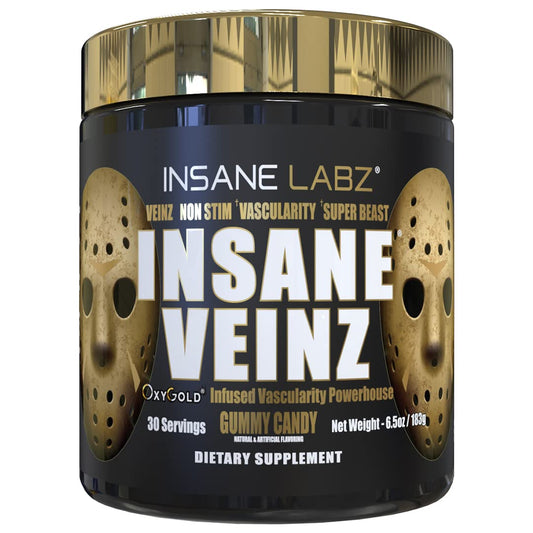 Insane Labz Insane Veinz Gold bottle pour promotes vascular pumps during workouts