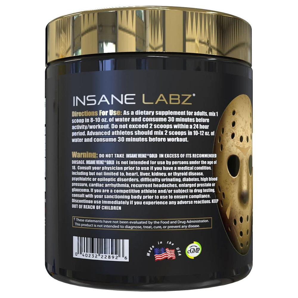 Pouring Insane Veinz Gold into a shaker suggests quick, clean pumps