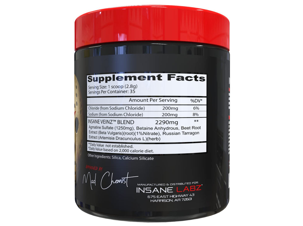 Insane Labz Insane Veinz unflavored scoop demonstrates simple dosing.