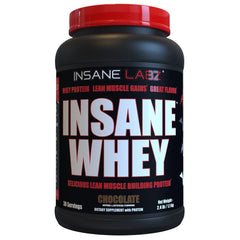 Insane Labz Insane Whey chocolate bottle pour supports quick post-workout protein intake.