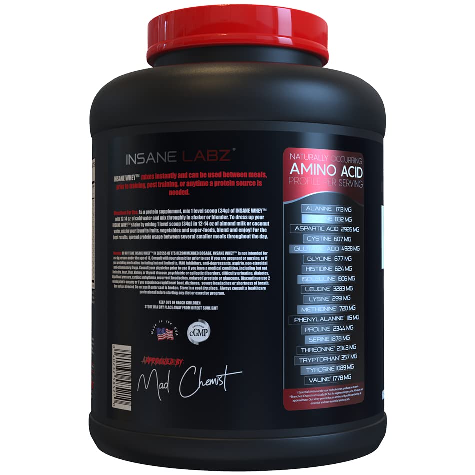 Insane Labz Insane Whey scoop illustrating 25g protein per serving for recovery.