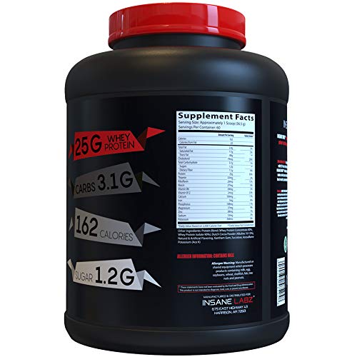 Close-up of Insane Whey powder highlighting smooth mixability