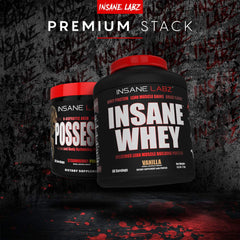 Powdered Insane Whey in a measuring scoop for mixing.