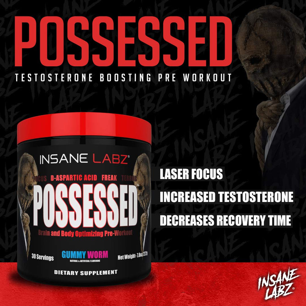 Insane Labz Possessed Gummy Worm flavor visuals implying enjoyable flavor with endurance support.