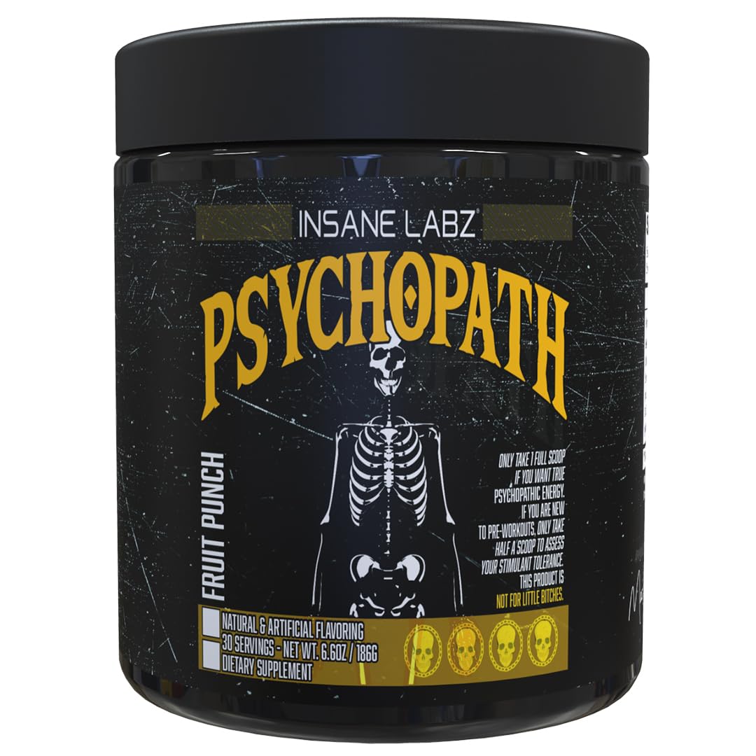 Insane Labz Psychopath can shows powder for enhanced energy and focus during workouts.