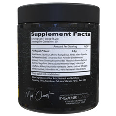 Insane Labz Psychopath label highlights ingredients for stamina and performance.