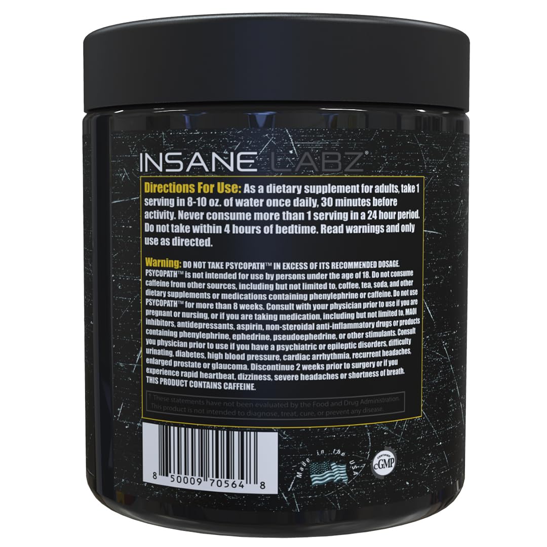 Insane Labz Psychopath scoop shows measured serving for precise dosing.