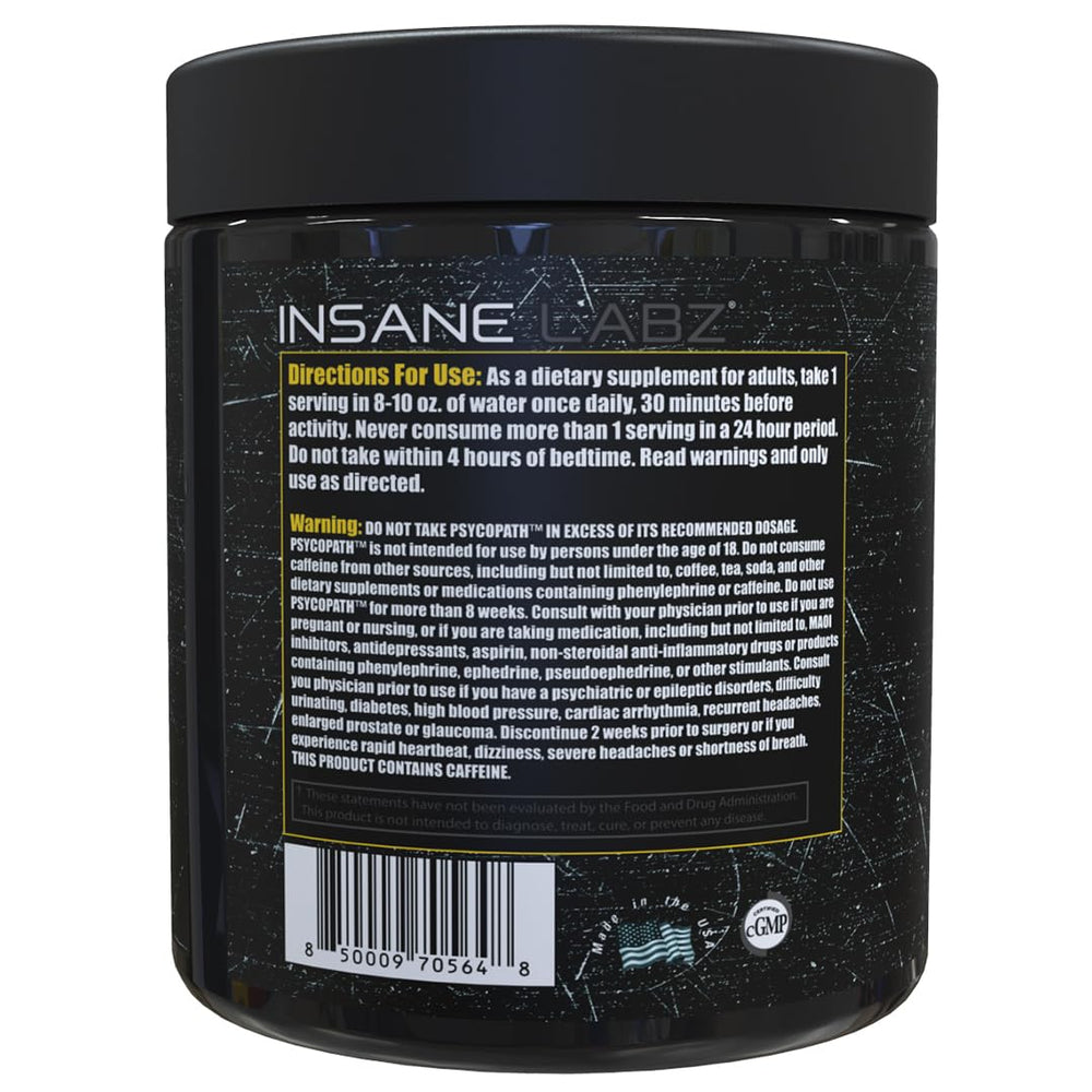 Insane Labz Psychopath scoop shows measured serving for precise dosing.
