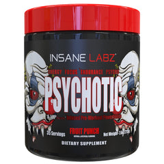 Insane Labz Psychotic fruit punch scoop ready for pre-workout energy.