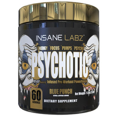 Insane Labz Psychotic Gold blue punch tub ready for a high-energy training session