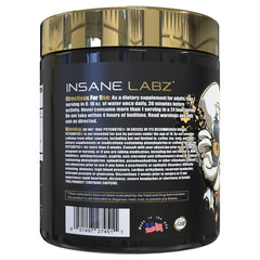 Insane Labz Psychotic Gold bottle front emphasizes premium pre-workout aesthetics.