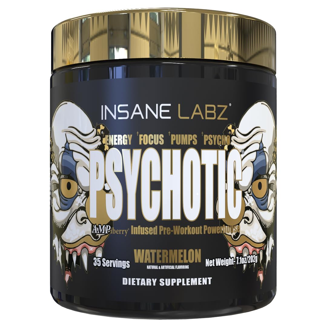Insane Labz Psychotic Gold energy-boost image suggests intense training focus.