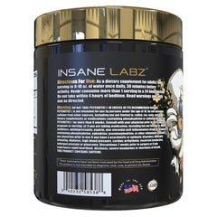 Psychotic Gold label close-up highlighting ingredients and energy formula benefits.