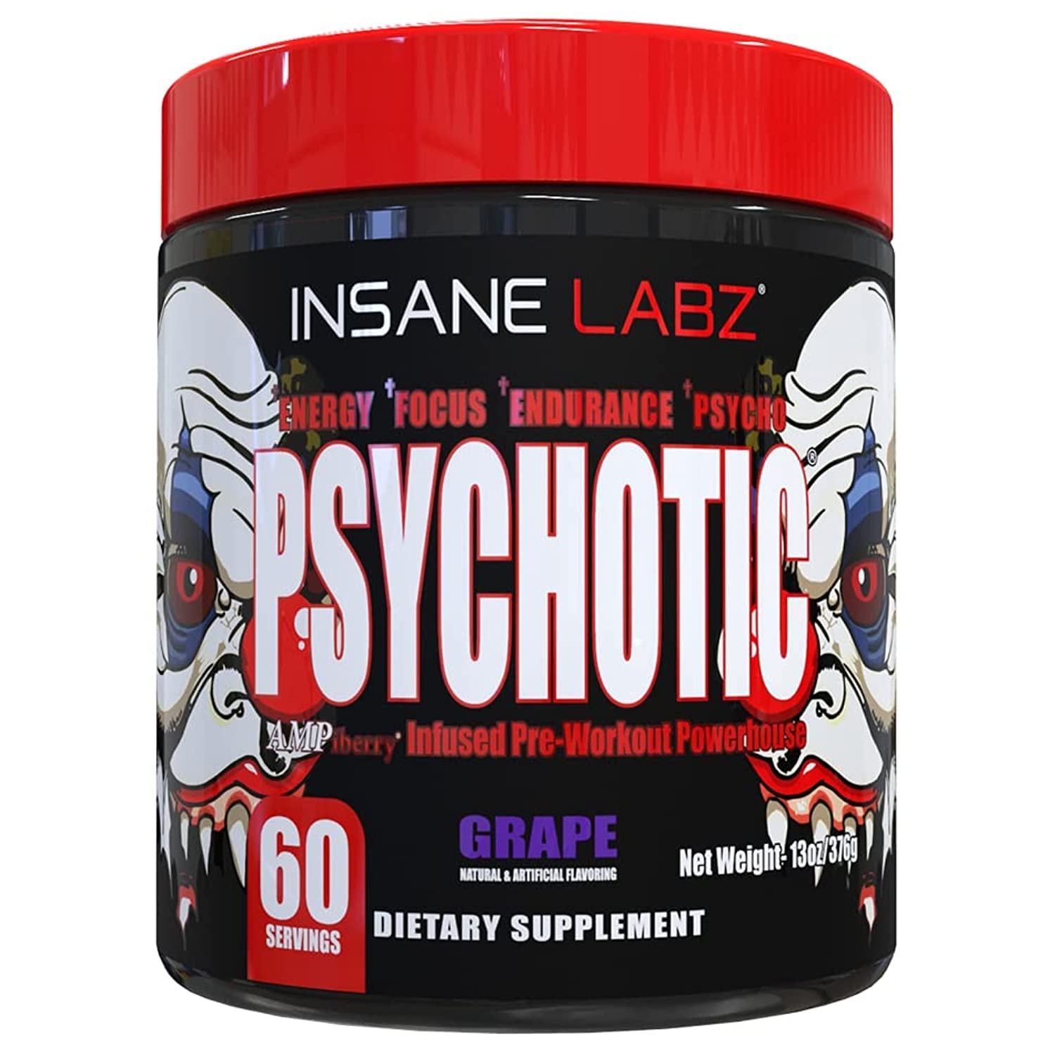 Insane Labz Psychotic grape bottle pour demonstrates long-lasting energy for workouts