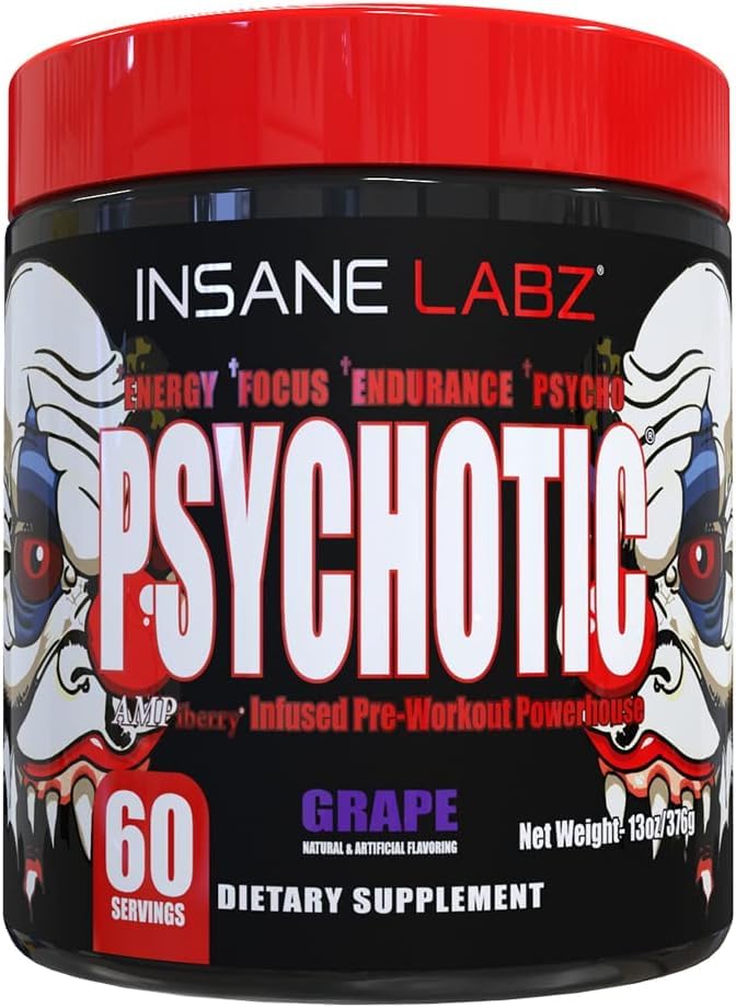 Front view of Psychotic grape tub front showing 60 servings