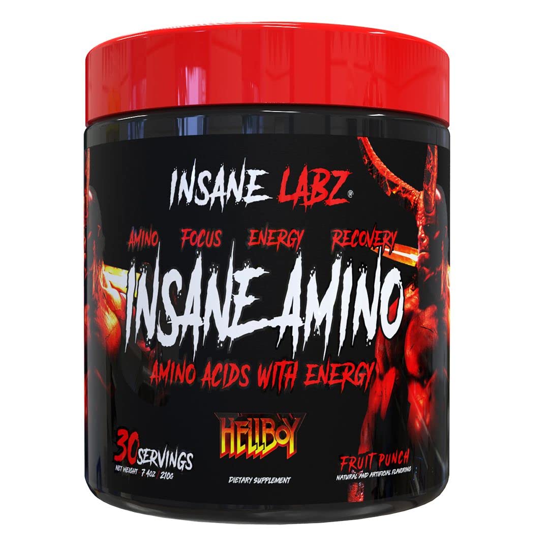 Insane Labz Psychotic Hellboy Amino Fruit Punch bottle ready for post-workout recovery.